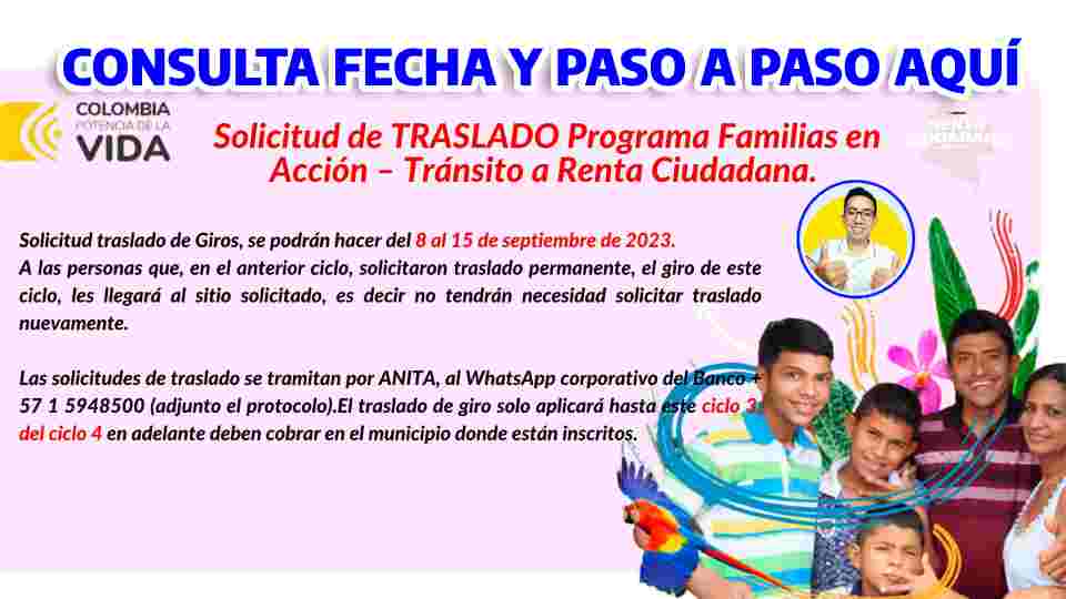 CONSULTA FECHA TRASLADO PAGO 2023 RENTA CIUDADANA - BANCO AGRARIO DE COLOMBIA - WINTOR ABC