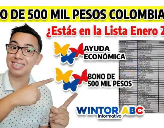 FOTO DE WINTOR ABC, título BONO DE 500 MIL PESOS COLOMBIANOS, Imagen de listados ¿Estás en la Lista Enero 2024?, logos de Ayuda Económica y Bono de 500 mil pesos