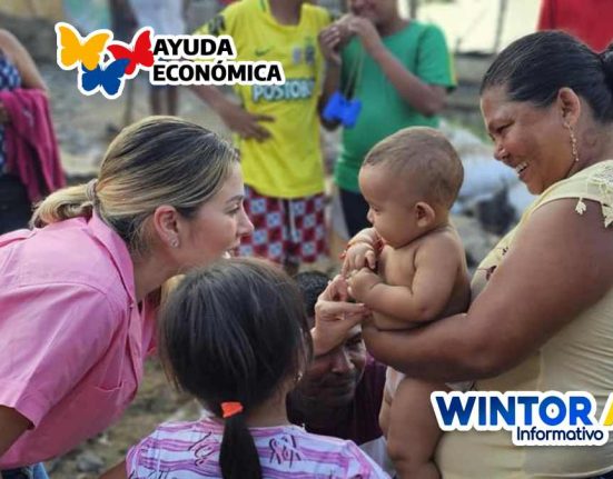 Imagen de mujer damnificada con bebe eb brazos, y demás familias en difícil situación, Logo de WINTOR ABC, y Ayudas económicas 2024