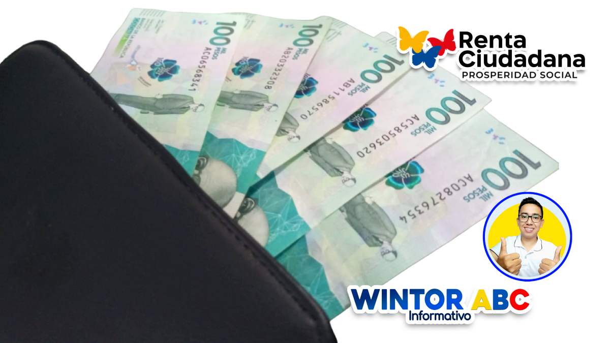 Cartera con Dinero Colombiano, imagen y logo de WINTOR ABC, logo de la Renta Ciudadana