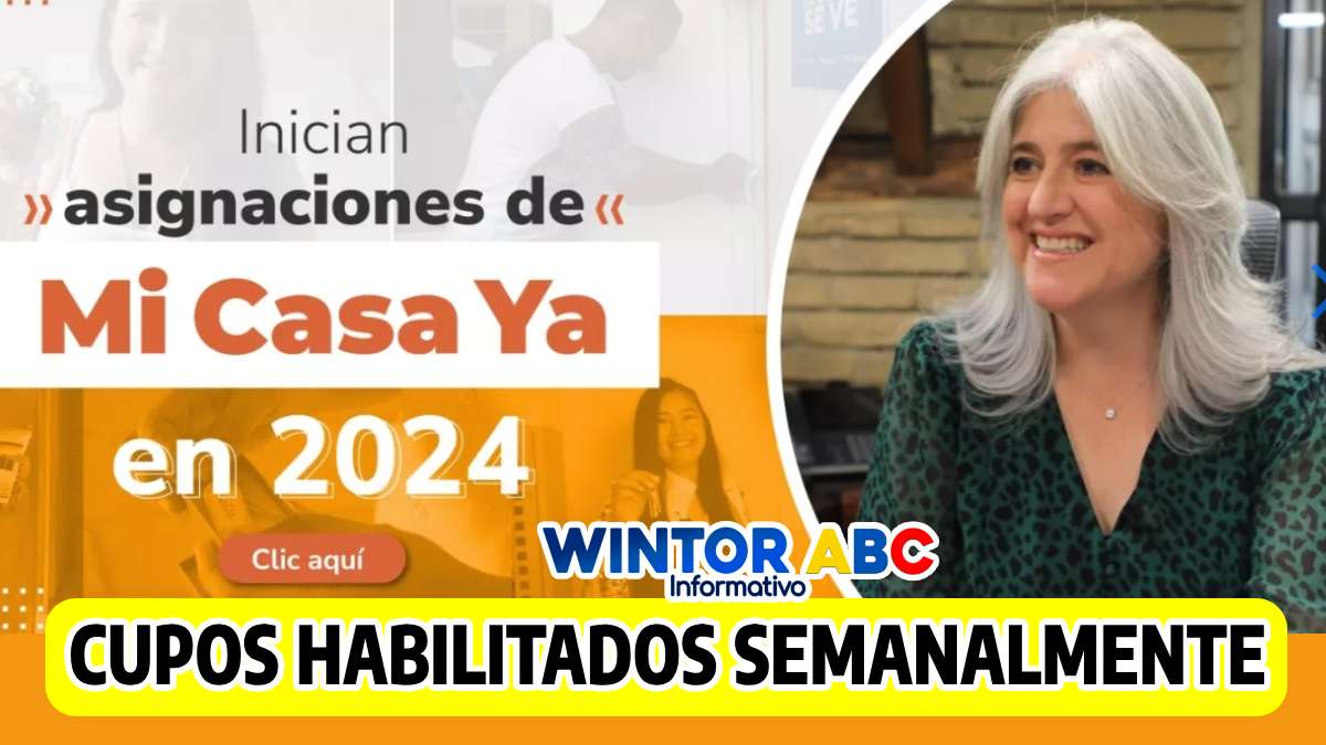 Logo de WINTOR ABC, imagen de la ministra de Vivienda, Catalina Velasco, con un título: Inician asignaciones de Mi Casa Ya en 2024, cupos habilitados semanalmente