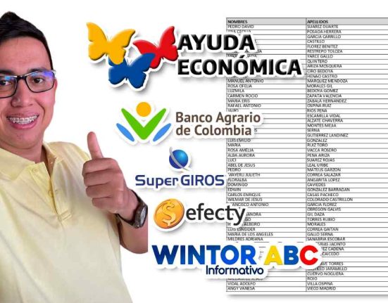 Imagen de WINTOR ABC, Logo de Ayudas Económicas, Banco Agrario de Colombia, SuperGIROS, Efecty, y Listados de beneficiarios con Ayuda económica de 500 mil pesos colombianos