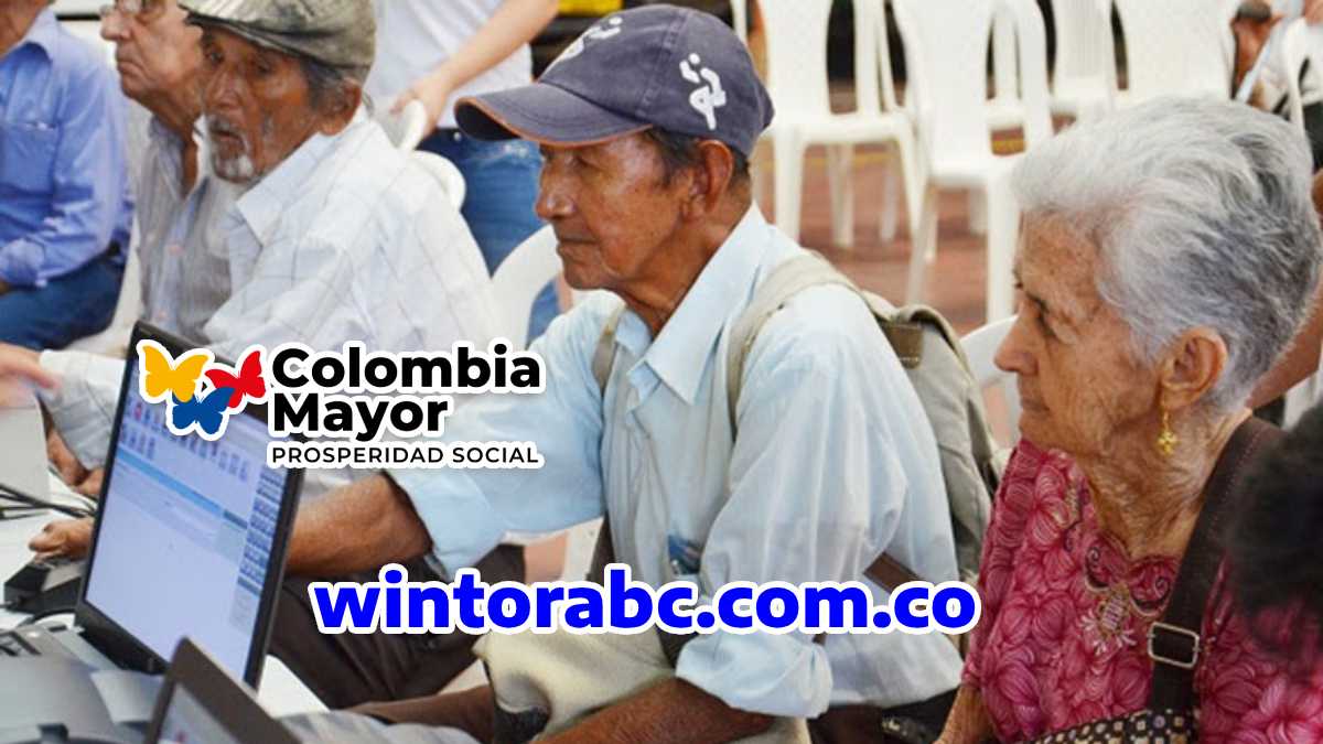 Logo Colombia Mayor, adultos mayores, personas de la tercera edad consultando proceso de inscripción con prosperidad social. wintorabc.com.co