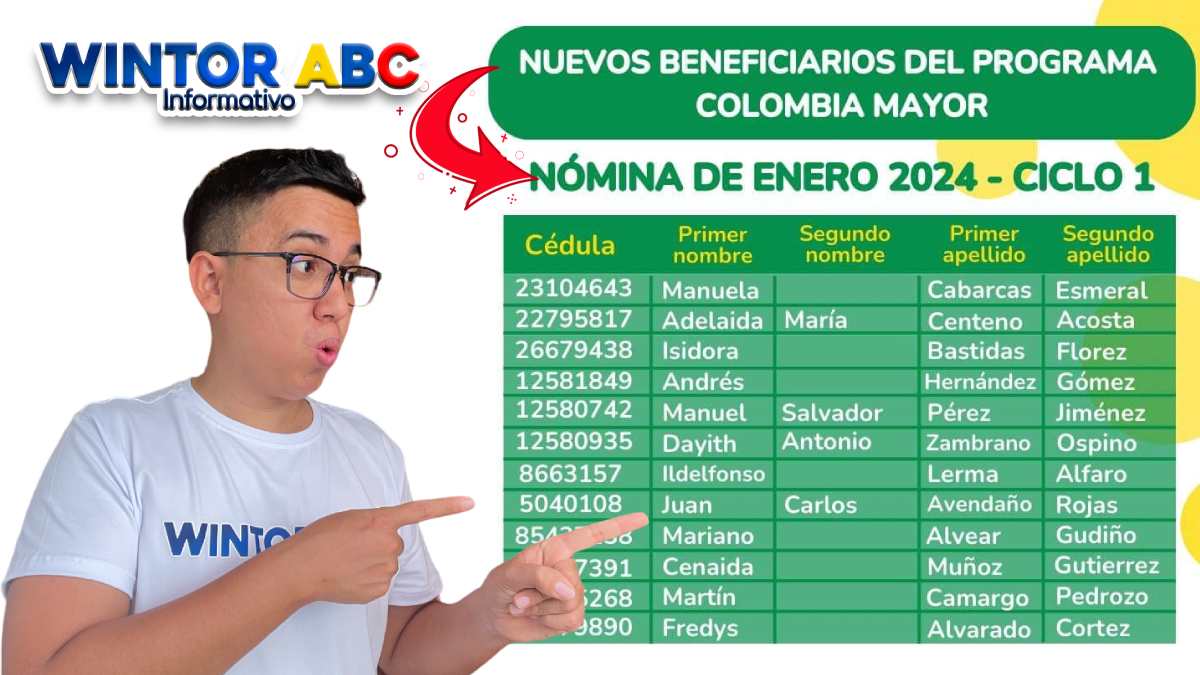 Foto de Wintor ABC, IMAGEN de Nuevo listado de beneficiarios de Colombia Mayor (Nómina de enero 2024 - Ciclo 1)