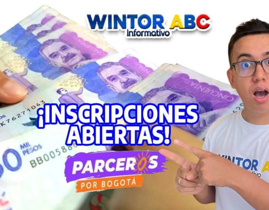 foto e imagen de Wintor ABC, manos con billetes, dinero colombiano, inscripciones abiertas 2024 parceros por Bogotá