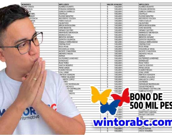 Imagen de Wintor ABC y foto de listados ¡Atención Jefas y Jefes de Hogar, Consulta Bono de 500 mil pesos colombianos! Marzo 2024