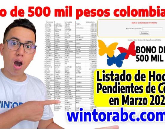 Imagen de Wintor ABC SEÑALADO el Bono de 500 mil pesos colombianos: Listado de hogares pendientes de cobrar en Marzo 2024