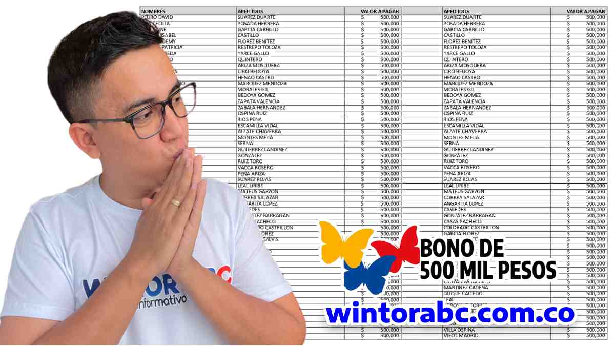 Imagen de Wintor ABC y foto de listados ¡Atención Jefas y Jefes de Hogar, Consulta Bono de 500 mil pesos colombianos! Marzo 2024