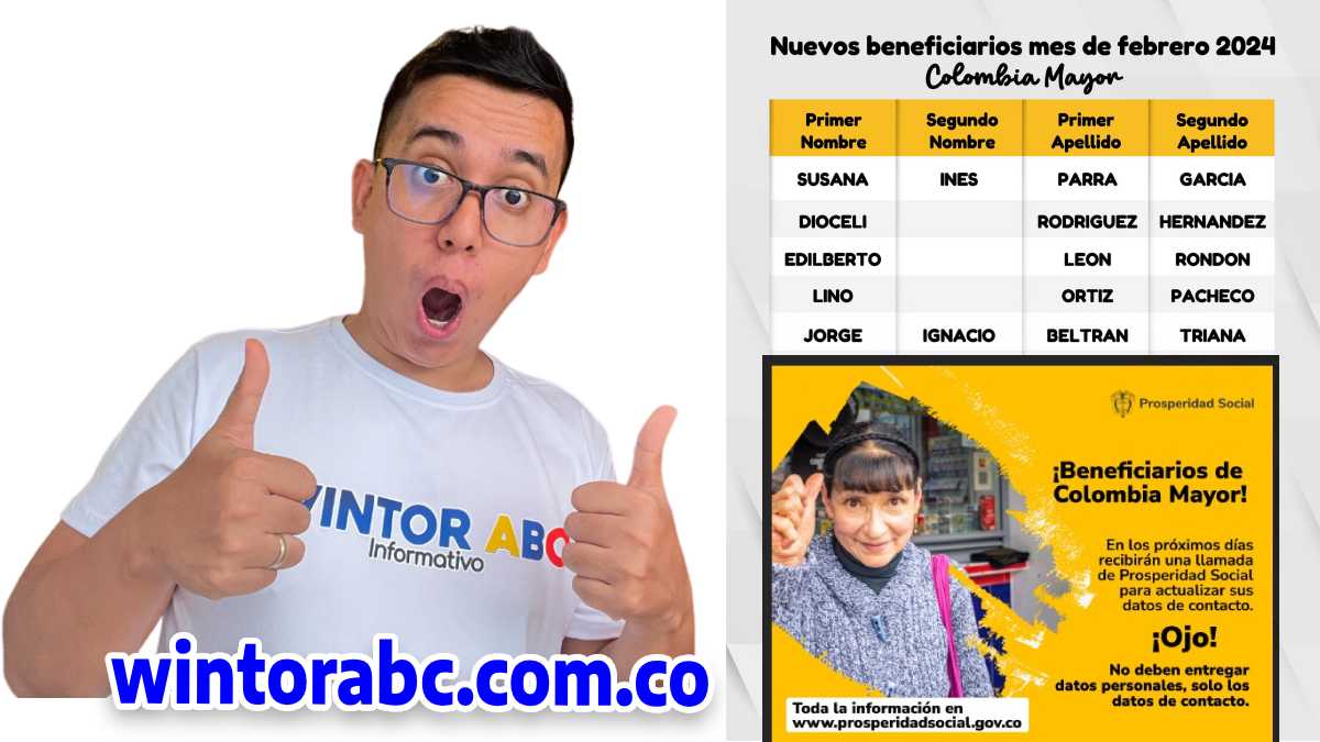 Imagen de Wintor ABC Y wintorabc.com.co, Listados de Nuevos Beneficiarios de Colombia mayor 2024