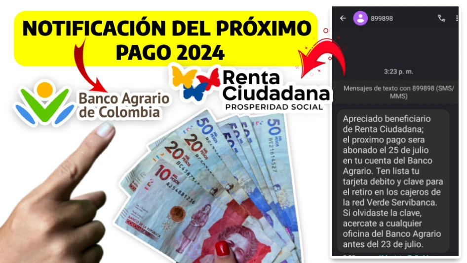 Imagen de los ciclos de RC y sms por el BAC 2024 y dinero colombiano