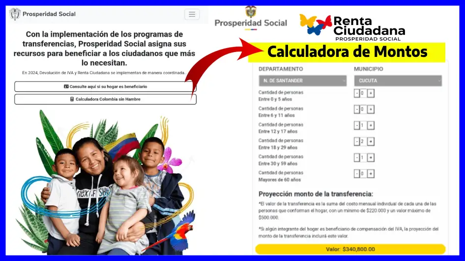 Consulta calculadora de montos Renta Ciudadana