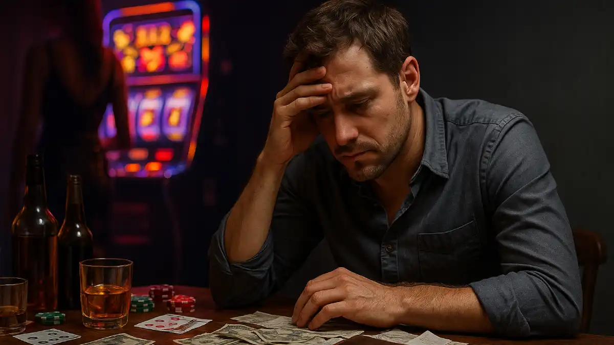 Hombre sentado: Descubre los 4 vicios que llevan a la miseria.