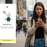 Mujer asustada al tratar de ingresar al app Bancolombia y no la deja.