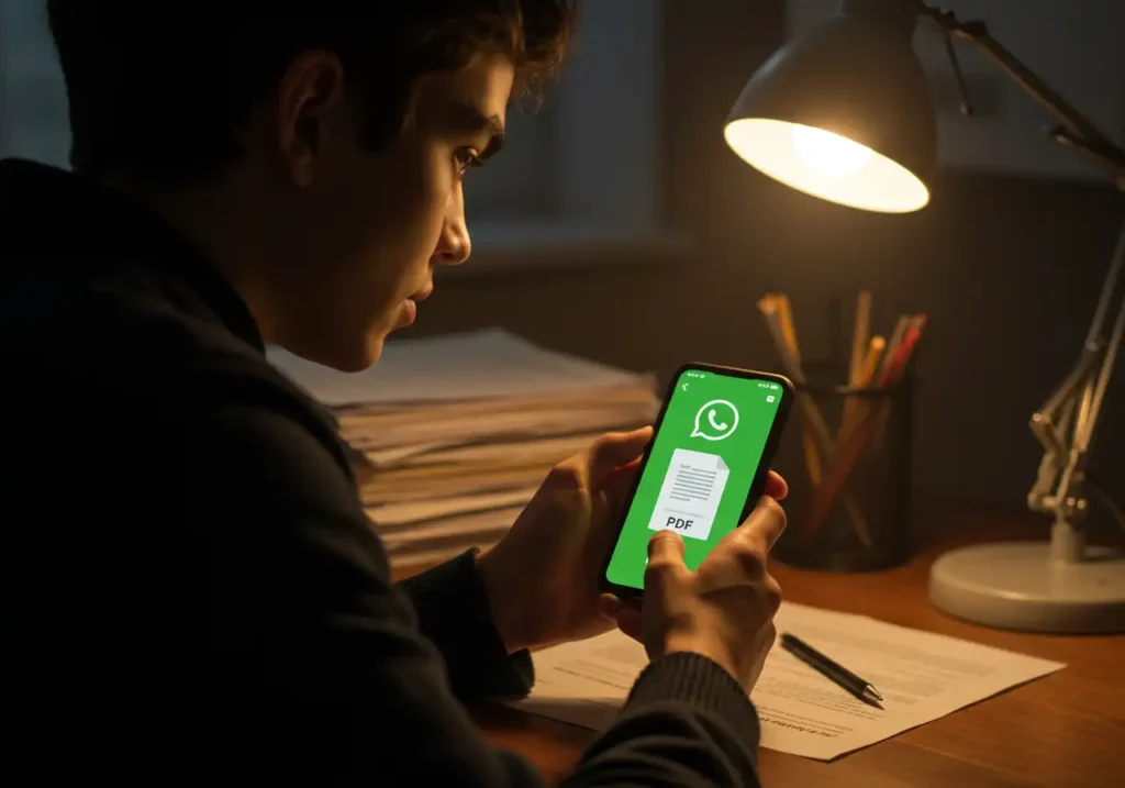 Cómo escanear cualquier documento en WhatsApp para enviarlo en PDF: guía práctica y explicada paso a paso 3 Persona escaneando desde celular - App Whatsapp.