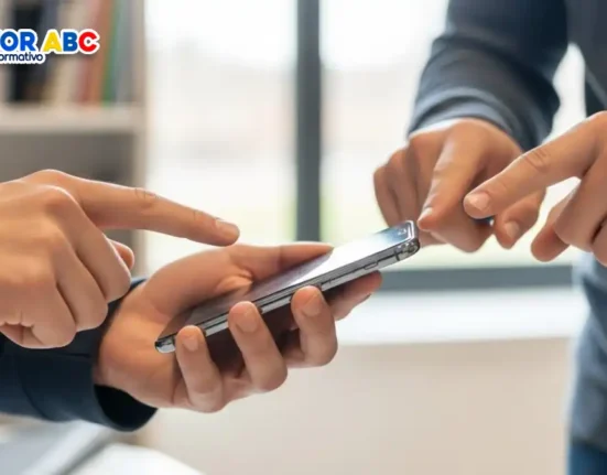 Imagen de dos jovenes en modo zoom enfocando sus manos y el celular donde pueden ver Requisitos para la convocatoria de Atenea