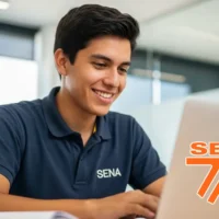 SENA 13 mil cupos 2025 - Joven sentado mirando el computador.
