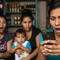 imagen de una madre asombrada al ver que salio nueva beneficiaria y ve la noticia de firmen el acta