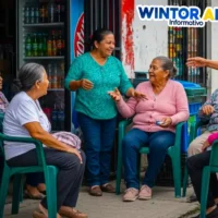 Imagen de adultas mayores conversando sobre los 230 mil vs 80 mil