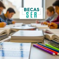 Imagen de jóvenes leyendo sobre las Becas SER