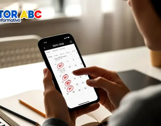 Imagen de una mujer consultando el Calendario DIAN 2026
