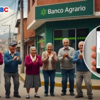 Imagen de adultos mayores felices, saltando de alegria al ver noticia que actualiza el enlace de consulta del BAC