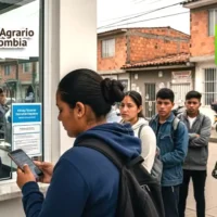 Imagen de Jóvenes verificando ya que se dio la noticia que se habilita consulta de giros del BAC