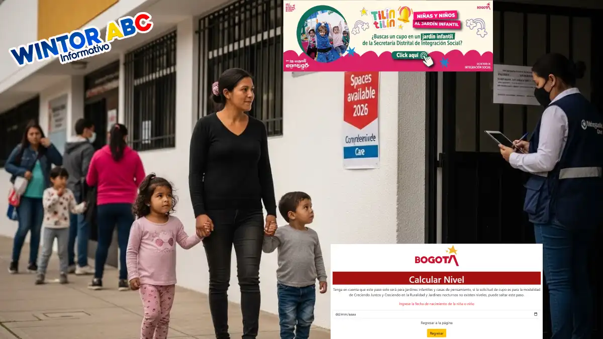 Imagen donde se ve una madre con sus hijos y Jardines infantiles 2026