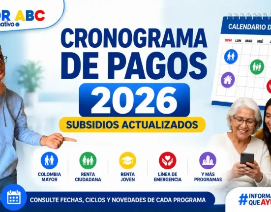 Cronograma de pagos de subsidios 2026 con fechas actualizadas de Colombia Mayor, Renta Ciudadana y otros programas
