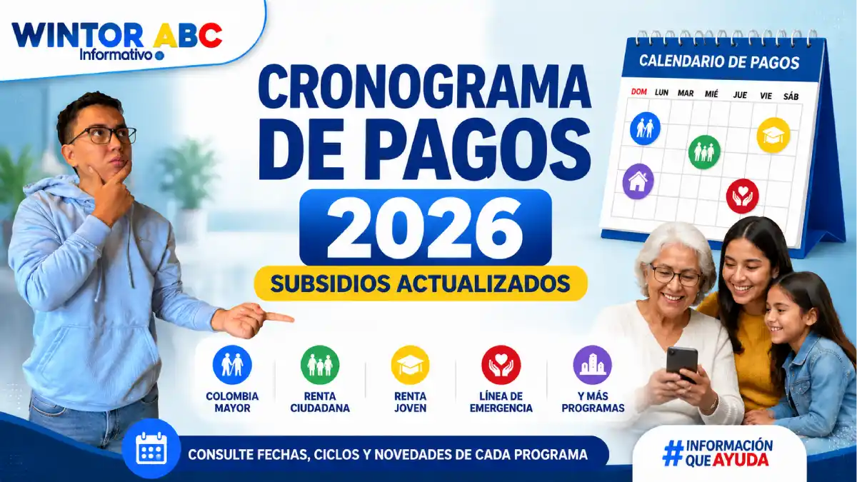 Cronograma de pagos de subsidios 2026 con fechas actualizadas de Colombia Mayor, Renta Ciudadana y otros programas