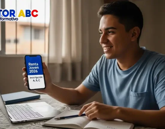 imagen de un joven mirando su celular y computador para inscripción para jóvenes