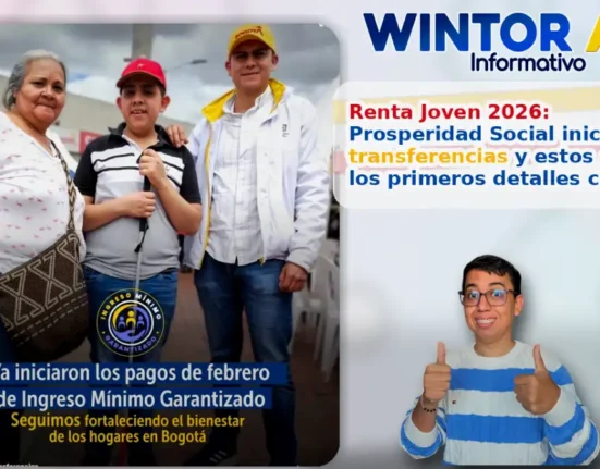 Imagen de una familia y Wintor ABC con tiutlo así puedes consultarlos pagos de febrero 2026