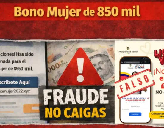 Imagen sobre estafa por Bono Mujer 850 mil