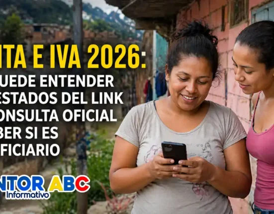 Imagen de dos madres mirando el celular para veriifcar en el Link de Consulta Oficial