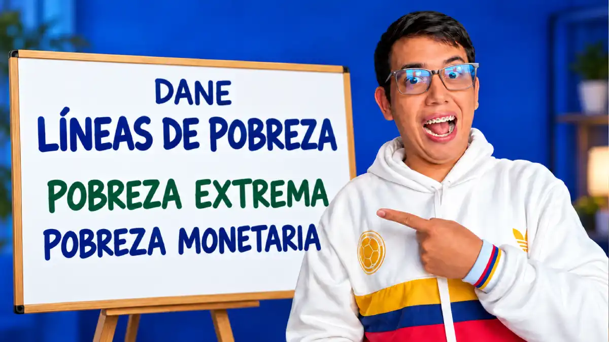 Wintor ABC señala un tablero con los textos DANE, líneas de pobreza, pobreza extrema y pobreza monetaria.