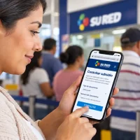 Mujer consulta un subsidio disponible en SuRed desde su celular