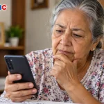 Colombia Mayor: ¿cuántos pagos puede dejar acumular antes de perder el subsidio? 2 Adulta mayor consulta en su celular información sobre pagos acumulados del programa Colombia Mayor.