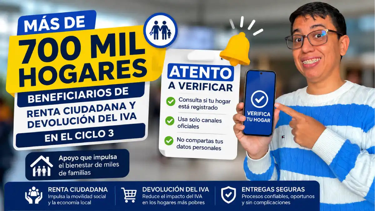 Más de 700 mil hogares recibirán pagos de Renta Ciudadana y Devolución del IVA en el ciclo 3. 1 Imagen sobre que 700 mil hogares recibirán Renta E IVA en Junio 2026