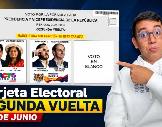 Imagen del tarjeton sobre la Segunda Vuelta de votaciones presidenciales 2026