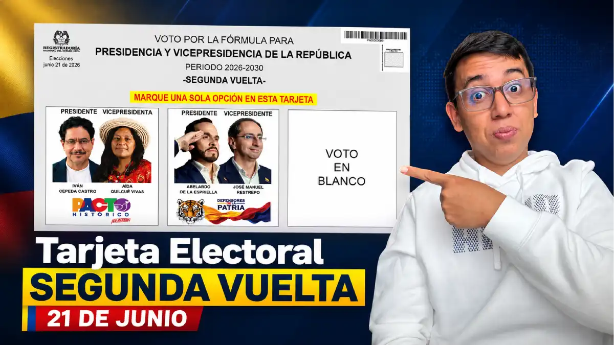 Imagen del tarjeton sobre la Segunda Vuelta de votaciones presidenciales 2026
