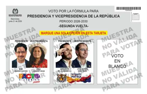 Conozca la Tarjeta Electoral de la Segunda Vuelta Presidencial del 21 de junio. 2 imagen del tarjeton 2026