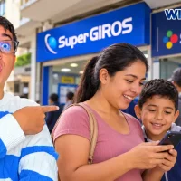 Wintor ABC señala a una madre que consulta su celular junto a su hijo frente a un punto de pagos.