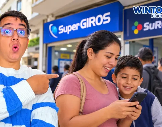 Wintor ABC señala a una madre que consulta su celular junto a su hijo frente a un punto de pagos.