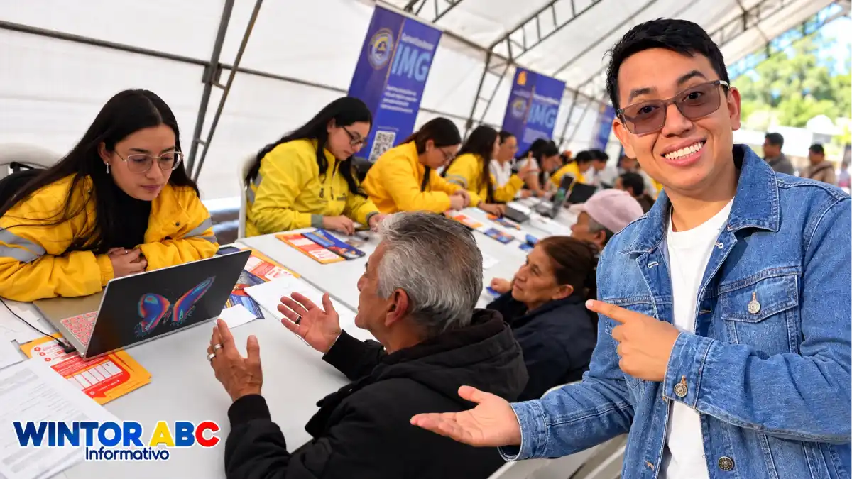 Montaje ilustrativo de Wintor ABC señalando una jornada de atención de Ingreso Mínimo Garantizado para personas mayores.