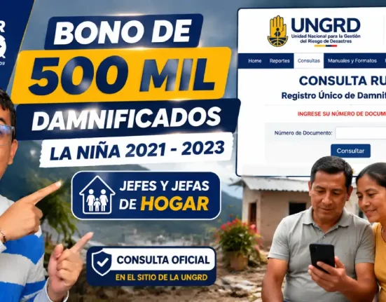 Consulta del bono de 500 mil para damnificados por La Niña 2021-2023 en el Registro Único de Damnificados