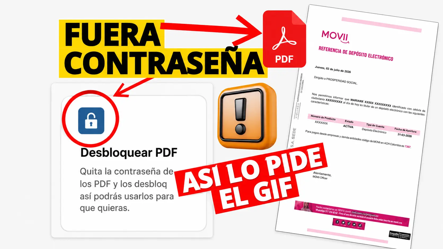 ¿Cómo desbloquear certificado de cuenta MOVii para adjuntarlo sin clave en el GIF? 1 Paso a paso para desbloquear certificado de titularidad y registrar una cuenta en el GIF sin bloqueo.