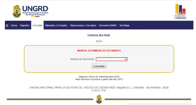 ¿Está registrado como damnificado? Consulte el RUD y verifique si aparece en la lista del terremoto 2 Captura consulta RUD