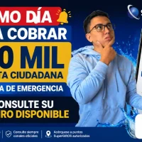 Persona consultando en su celular el giro disponible de Renta Ciudadana por la Línea de Emergencia.