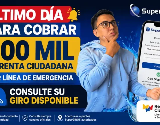 Persona consultando en su celular el giro disponible de Renta Ciudadana por la Línea de Emergencia.