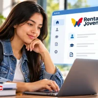 Estudiante frente a un computador en imagen ilustrativa sobre las novedades de Renta Joven.