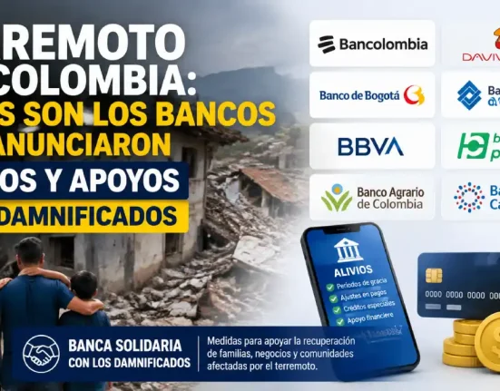 Bancos anuncian alivios financieros para damnificados del terremoto en Colombia